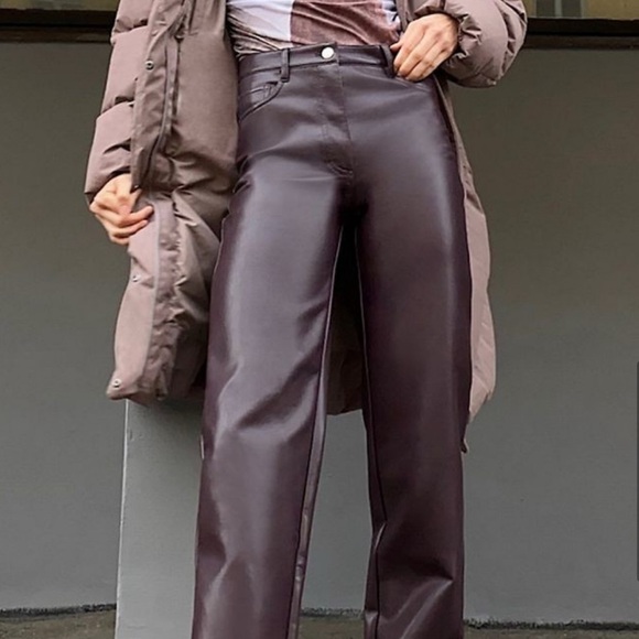 Wilfred MELINA PANT ARITZIA faux leather burgundy regular fit - Picture 1 of 8
